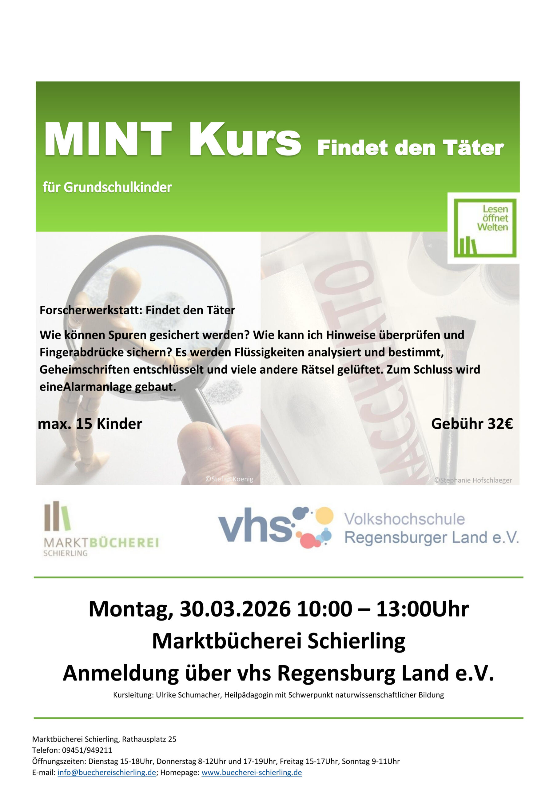 2026 03 30 MINT Kurs Fintet den Täter mit VHS Grundschule