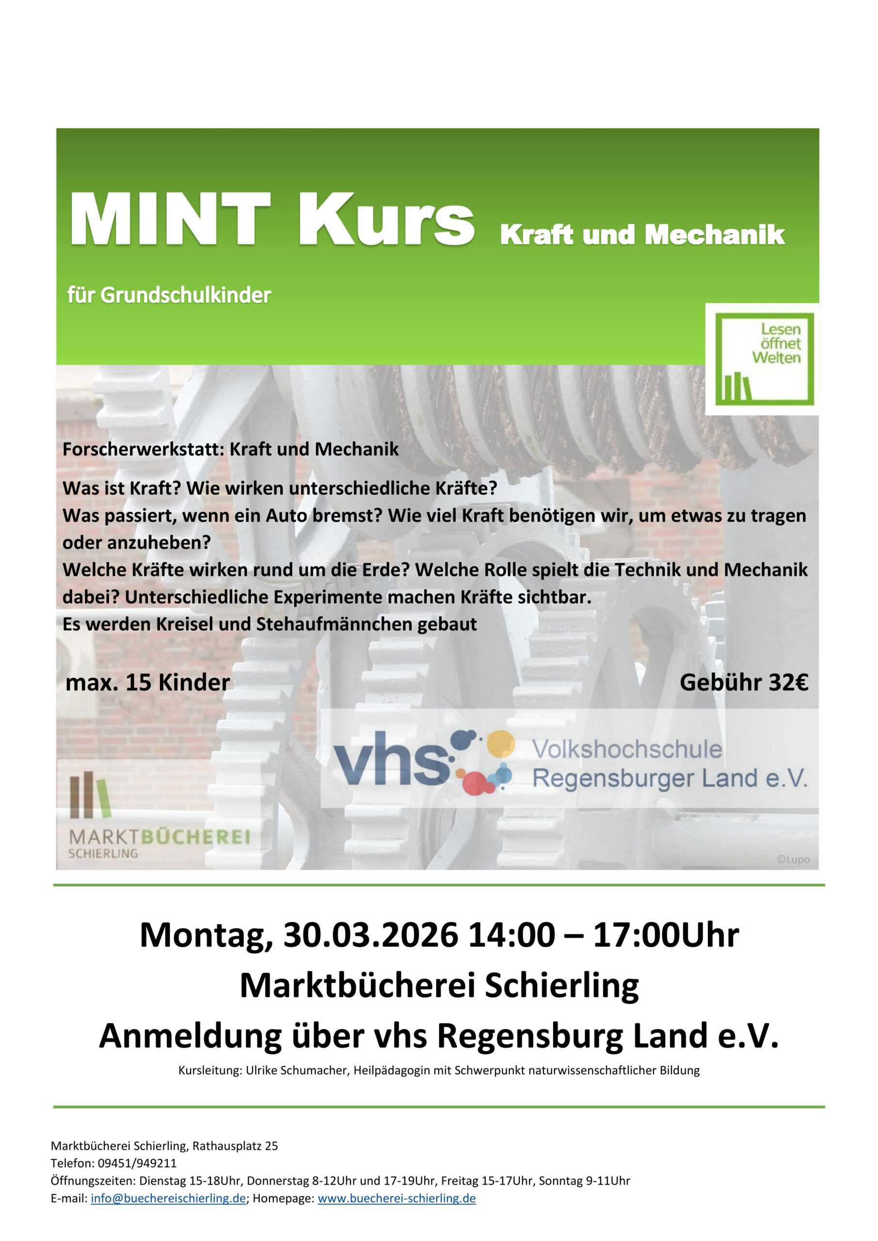 2026 03 30 MINT Kurs Kraft und Mechanik mit VHS Grundschule