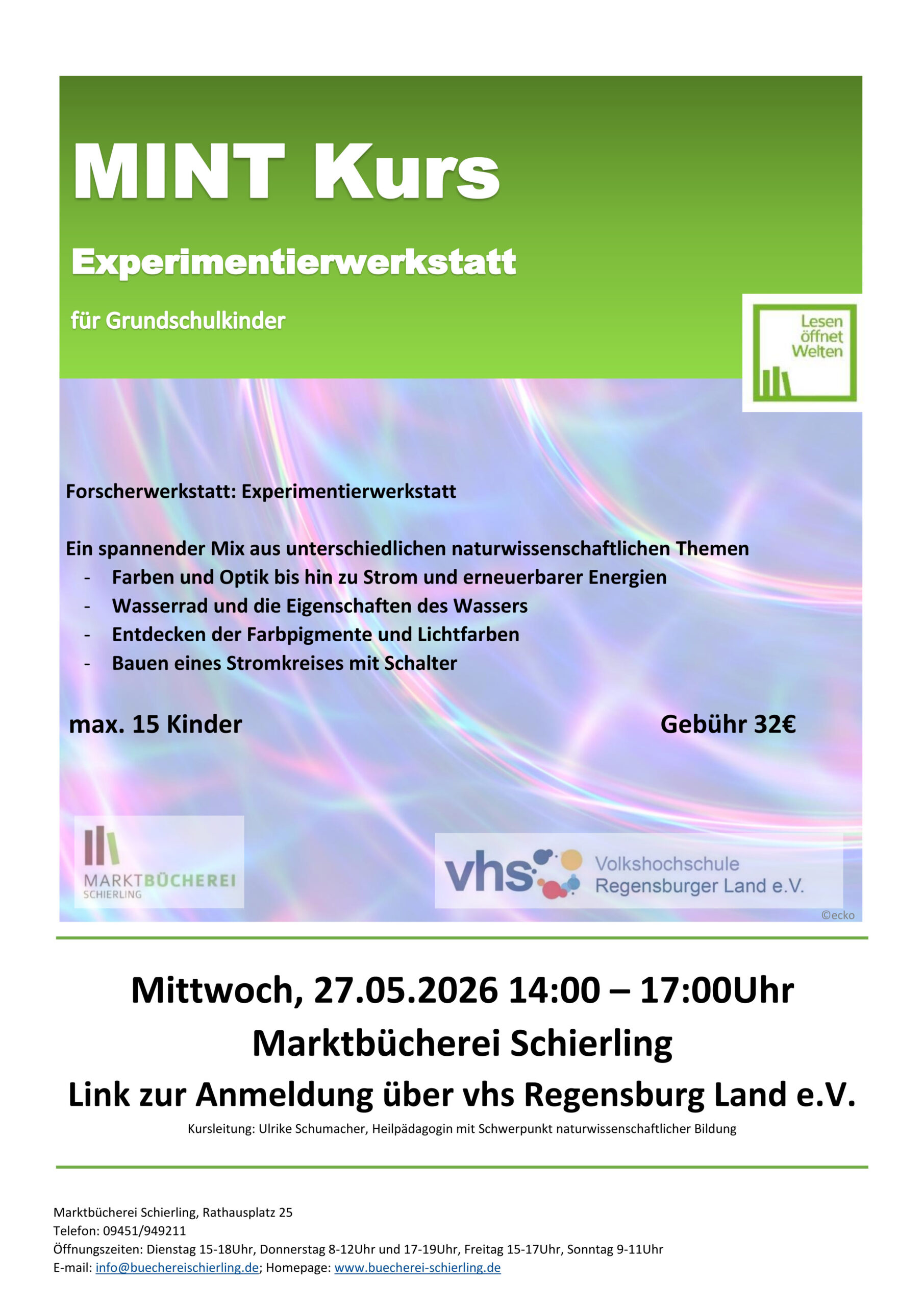 2026 05 27 MINT Kurs mit Link Experimentierwerkstatt mit VHS Grundschule