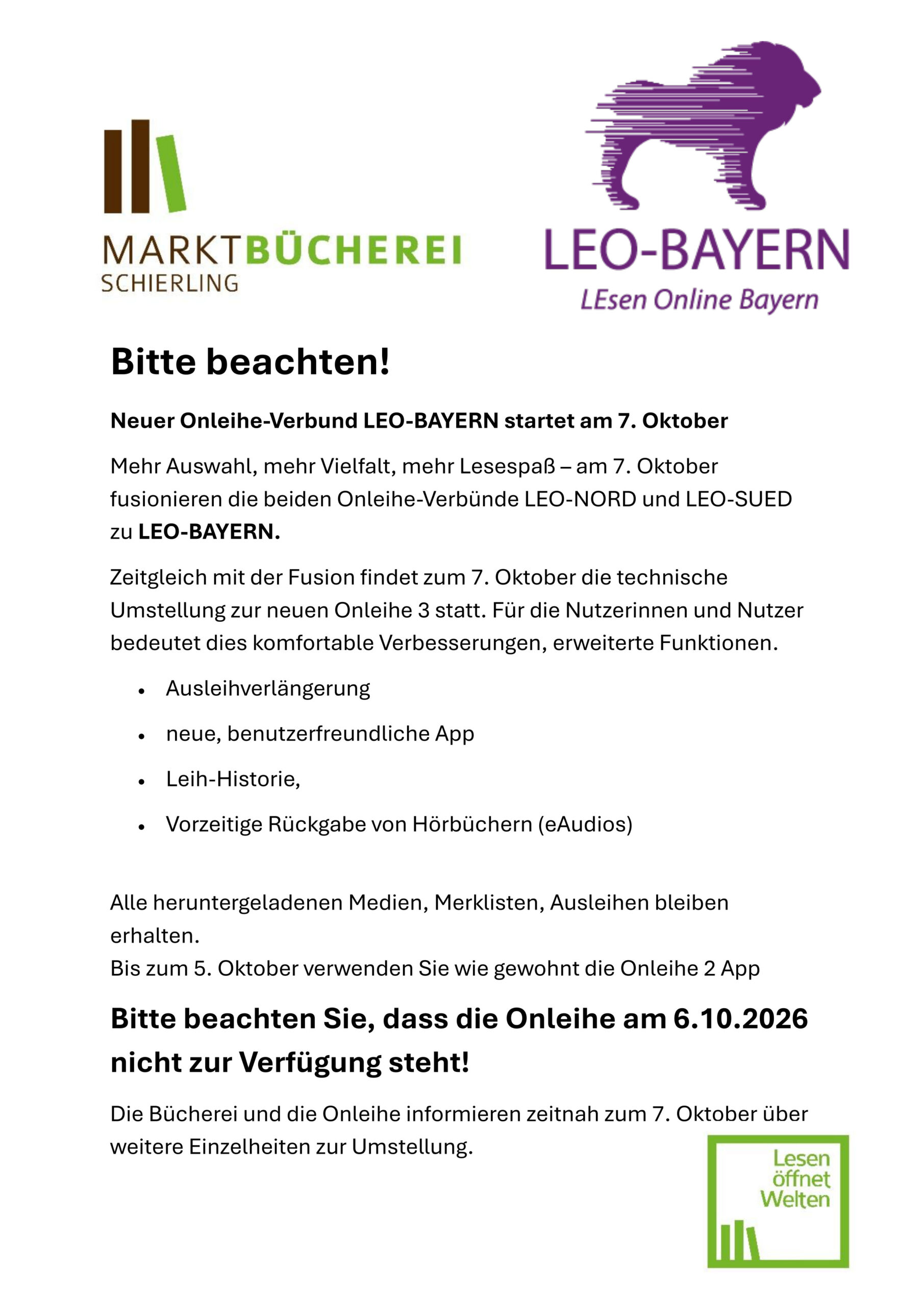 2026 09 23 Infotext Bitte beachten
